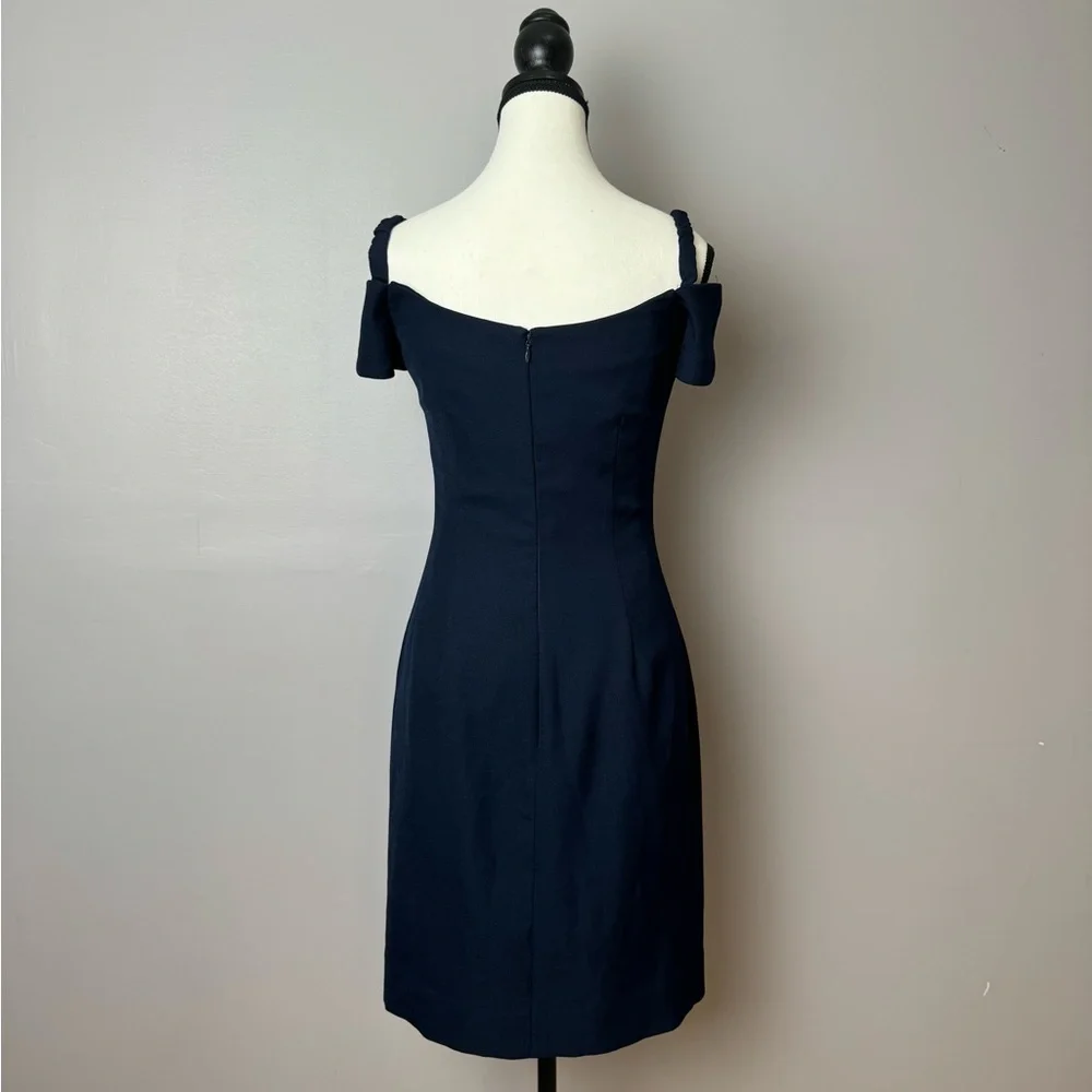 Vera Wang vintage navy knee length off the shoulder cocktail dress size 10 - Picture 8 of 10
